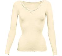 Nina von C. Damen-Unterhemd, Langarm Feinripp Creme Größe 38