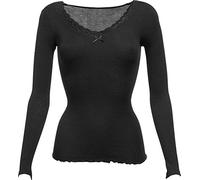 Nina von C. Wool Silk Damen Unterhemd, Langarm Shirt, Farbe Schwarz, Größe 40
