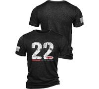 Nine Line 22 A Day Triblend T-Shirt Veteran Lives Matter, Dropline-Logo und amerikanische Flagge auf dem Ärmel, Patriotisches Unisex-Shirt, Dunkelgrau Schwarz, L