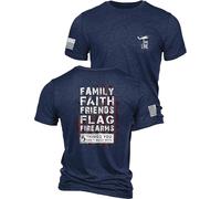Nine Line 5Things Triblend T-Shirt - Unisex Navy Patriotisches T-Shirt - Dropline Logo und amerikanische Flagge am Ärmel, Marineblau, XL