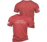 Nine Line Feeling Great Again T-Shirt, patriotisches Grafik-T-Shirt, American Pride Bekleidung, Veteranenbesitz und betrieben, hergestellt in den USA, Rot/Ausflug, einfarbig (Getaway Solids), Mittel