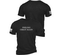Nine Line Feeling Great Again T-Shirt, patriotisches Grafik-T-Shirt, American Pride Bekleidung, Veteranenbesitz und betrieben, hergestellt in den USA, Dunkelgrau Schwarz, Mittel