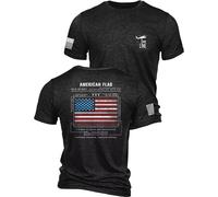 Nine Line Old Glory Flag Schematic T-Shirt Freedom Shirt mit Dropline Logo Patriotische Amerikanische Flagge USA Made Veteran Owned, Dunkelgrau Schwarz, XL
