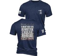 Nine Line REREAD - Not ReWritten Triblend T-Shirt - Unisex Navy Patriotisches T-Shirt - Dropline Logo und amerikanische Flagge am Ärmel, Marineblau, L
