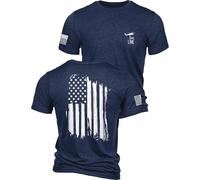 Nine Line T-Shirt mit amerikanischer Flagge, Symbol der Freiheit, patriotisch, Veteran Company America Stars and Stripes und Dropline Logo, Marineblau, XL