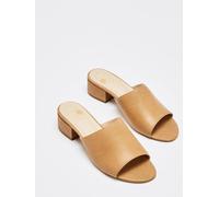 NINE TO FIVE #maia - minimalistische Mule Sandale aus leichter Microfaser mit Blockabsatz almond lux 38