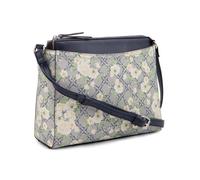 NINE WEST Damen Bowie Mini Top Zip Crossbody Deisgner, Schwarze Tragetasche, Schlinge, Geldbörse, Handtasche, Trendtasche, Schultertasche, Marineblaues Blumen-Logo