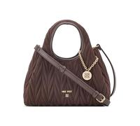 Nine West Damen Jaslee Top Handle Crossbody, Designer, Trend, Umhängetasche, Steppdecke, Wildleder, Raisin