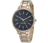 Nine West Women's Crystal Accented Bracelet Watch Gold/Black