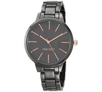Nine West Women's Crystal Accented Bracelet Watch Gunmetal/Rose Gold