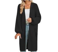 Ninedayx Pullover, Strickjacke, Pullover für Damen, Übergröße, Wasserfall-Cardigan, Damenjacken, Größe 42, leichte Jacken, grobe Strickjacke, Häkelstrickjacken für Damen, UK Longline, Schwarz , 5XL