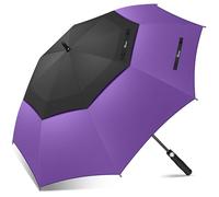 NINEMAX Golf Regenschirm Groß Sturmfest XL, Großer Regenschirm Sturmfest Stabil, Golfschirm Gross für Herren Damen 2 Personen (Schwarz/Violett)