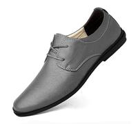 Ninepointninetynine Formale Anzugschuhe for Herren, Schnürschuhe, runde Zehenpartie, veganes Leder, Derby-Schuhe, rutschfest, rutschfest, for den Abschlussball (Color : Grey, Size : 44 EU)