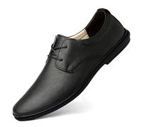 Ninepointninetynine Formale Anzugschuhe for Herren, Schnürschuhe, runde Zehenpartie, veganes Leder, Derby-Schuhe, rutschfest, rutschfest, for den Abschlussball (Color : Schwarz, Size : 42 EU)