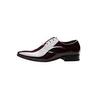 Ninepointninetynine Formale Oxford-Schuhe for Herren for Schnüren, spitzer Zehenbereich, PU-Leder, glänzende Oxford-Schuhe, rutschfest, niedriger Schaft, Blockabsatz, Gummisohle, Hochzeit(Color:Braun,