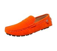 Ninepointninetynine Herren-Loafer mit runder Schuhspitze aus Wildleder, Penny Driving Loafers, bequem, flexibel, flacher Absatz, modisch, lässig, zum Hineinschlüpfen (Orange, 6 UK)