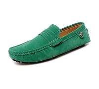 Ninepointninetynine Herren-Loafer mit runder Zehenkappe aus Wildleder, Penny-Fahr-Loafer, bequem, flexibel, flacher Absatz, modisch, lässig, zum Hineinschlüpfen (Grün, 8 UK)