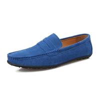 Ninepointninetynine Herren-Loafer mit Schürze, Zehenbereich, Wildleder, Vamp, einfarbig, Penny-Loafer-Schuh, rutschfest, Flacher Absatz, Flexible Slipper for Gehen (Color : Royal Blue, Size : 42 EU