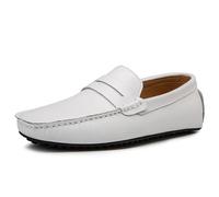 Ninepointninetynine Herren-Loafer-Schuh, Penny-Loafer for Fahren, veganes Leder, Nahtdetails, rutschfest, rutschfest, flexibel, for den Außenbereich (Color : Weiß, Size : 43 EU)