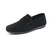 Ninepointninetynine Herren-Loafer, Wildleder, Vamp, for Fahren, Penny-Loafer, Schürze, zehenfest, leicht, bequem, modisch, for Hineinschlüpfen (Color : Schwarz, Size : 42 EU)