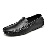 Ninepointninetynine Herren-Slipper mit rundem Zehenbereich, einfarbig, flexibel, leicht, flacher Absatz, Hochzeits-Slipper, Schwarz , 42 2/3 EU