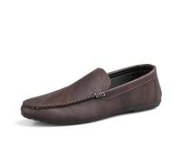 Ninepointninetynine Herren-Slipper mit runder Zehenpartie, veganes Leder, leicht, flexibel, flacher Absatz, Party, Abschlussball, Slipper, braun, 41 1/3 EU