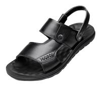 Ninepointninetynine Komfort-Sandalen for Herren mit offenem Zehenbereich und Knöchelriemen aus Leder, rutschfeste Wandersandalen (Color : Schwarz, Size : 43 EU)