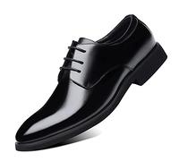 Ninepointninetynine Oxford formelle Schuhe für Herren, Schnürschuhe, runde Zehenpartie, Derby-Schuhe, veganes Leder, widerstandsfähig, rutschfest, niedriger Blockabsatz, rutschfest, Hochzeit, Schwarz