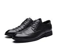 Ninepointninetynine Oxford-Schuhe für Herren, Schnürschuhe, plissiert, brünierte Zehen, Derby-Schuhe, echtes Leder, rutschfest, rutschfest, Hochzeit, Schwarz , 39 1/3 EU