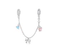 NINGAN 925 Sterling Silber Ballett Schleife Sicherheitskette 5A Zirkon Charme, kompatibel mit Frauen Armband Perlen, Familie und Freunde Geburtstagsgeschenke