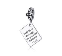 NINGAN 925 Sterling Silber Bibel Anhänger Der Charme von Schriftinschriften Religiöser Glaube Anhänger kompatibel mit Damen-Armband Halskette