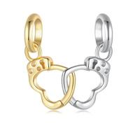 NINGAN 925 Sterling Silber Charme Herz Handschellen Anhänger Frauen Armband Perlen Charme Halskette Anhänger Geschenk Schmuck, Frau, Liebhaber Geschenk