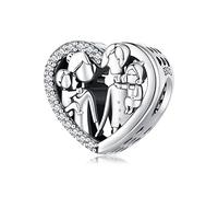 NINGAN 925 Sterling Silber Familie Perlen Charme Familie für immer Herzförmigen Charme kompatibel Damen Armband Halskette Geburtstagsgeschenke für die Familie