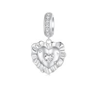 NINGAN 925 Sterling Silber herzförmige Kissen Charme Anhänger, kompatibel mit Frauen Armband 5A Zirkon Perle, Valentinstag Geburtstagsgeschenk