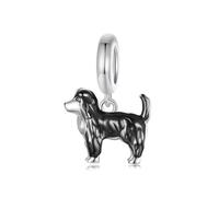NINGAN 925 Sterling Silber Hund Charme Schäfer Anhänger kompatibel mit Frauen Armband Perle 5A Zirkon Charme, Familie und Freunde Geburtstagsgeschenke