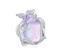 NINGAN 925 Sterling Silber Kristall Iris Perle 5A Zirkon Charme, kompatibel mit Frauen Armband Perle, Geburtstagsgeschenk