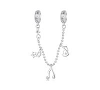 NINGAN 925 Sterling Silber Note Sicherheitskette Perle kompatibel mit Frauen Armband Perle 5A Zirkon Charme, Familie und Freunde Geburtstagsgeschenke