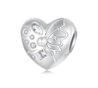 NINGAN 925 Sterling Silber verträumte herzförmige Schmetterling Perle Charme, kompatibel mit Frauen Armband 5A Zirkon Perle, Valentinstag Geburtstagsgeschenk