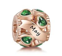 NINGAN Birthstone Charms für Armbänder Roségold Charm 925 Sterling Silber Openwork Perlen Charms, Liebesherz Charms für Armbänder und Halsketten