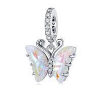 NINGAN Bunte Aurora Schmetterling Anhänger 925 Sterling Silber Anhänger Geeignet für Damen Halskettenarmband