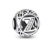 NINGAN Charm-Anhänger, 925 Sterlingsilber, Motiv: Buchstabe des Alphabets, für Armbänder, kompatibel mit europäischen Armbändern