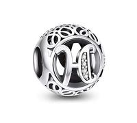 NINGAN Charm-Anhänger, 925 Sterlingsilber, Motiv: Buchstabe des Alphabets, für Armbänder, kompatibel mit europäischen Armbändern