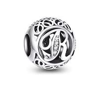 NINGAN Charm-Anhänger, 925 Sterlingsilber, Motiv: Buchstabe des Alphabets, für Armbänder, kompatibel mit europäischen Armbändern