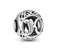 NINGAN Charm-Anhänger, 925 Sterlingsilber, Motiv: Buchstabe des Alphabets, für Armbänder, kompatibel mit europäischen Armbändern