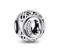 NINGAN Charm-Anhänger, 925 Sterlingsilber, Motiv: Buchstabe des Alphabets, für Armbänder, kompatibel mit europäischen Armbändern