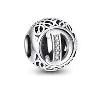 NINGAN Charm-Anhänger, 925 Sterlingsilber, Motiv: Buchstabe des Alphabets, für Armbänder, kompatibel mit europäischen Armbändern