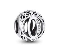 NINGAN Charm-Anhänger, 925 Sterlingsilber, Motiv: Buchstabe des Alphabets, für Armbänder, kompatibel mit europäischen Armbändern