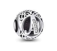 NINGAN Charm-Anhänger, 925 Sterlingsilber, Motiv: Buchstabe des Alphabets, für Armbänder, kompatibel mit europäischen Armbändern