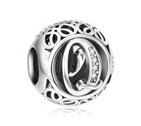 NINGAN Charm-Anhänger, 925 Sterlingsilber, Motiv: Buchstabe des Alphabets, für Armbänder, kompatibel mit europäischen Armbändern