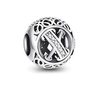 NINGAN Charm-Anhänger, 925 Sterlingsilber, Motiv: Buchstabe des Alphabets, für Armbänder, kompatibel mit europäischen Armbändern